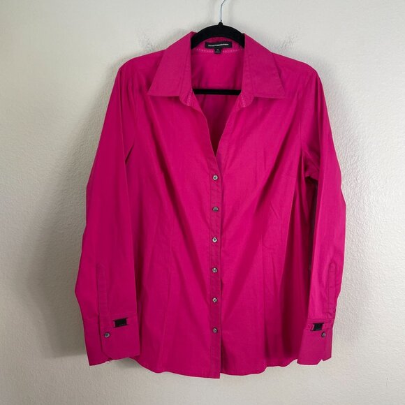 Express Design Studio Womens XL Pink Button Up Long Sleeve Shirt Cotton Stretch - Picture 1 of 7